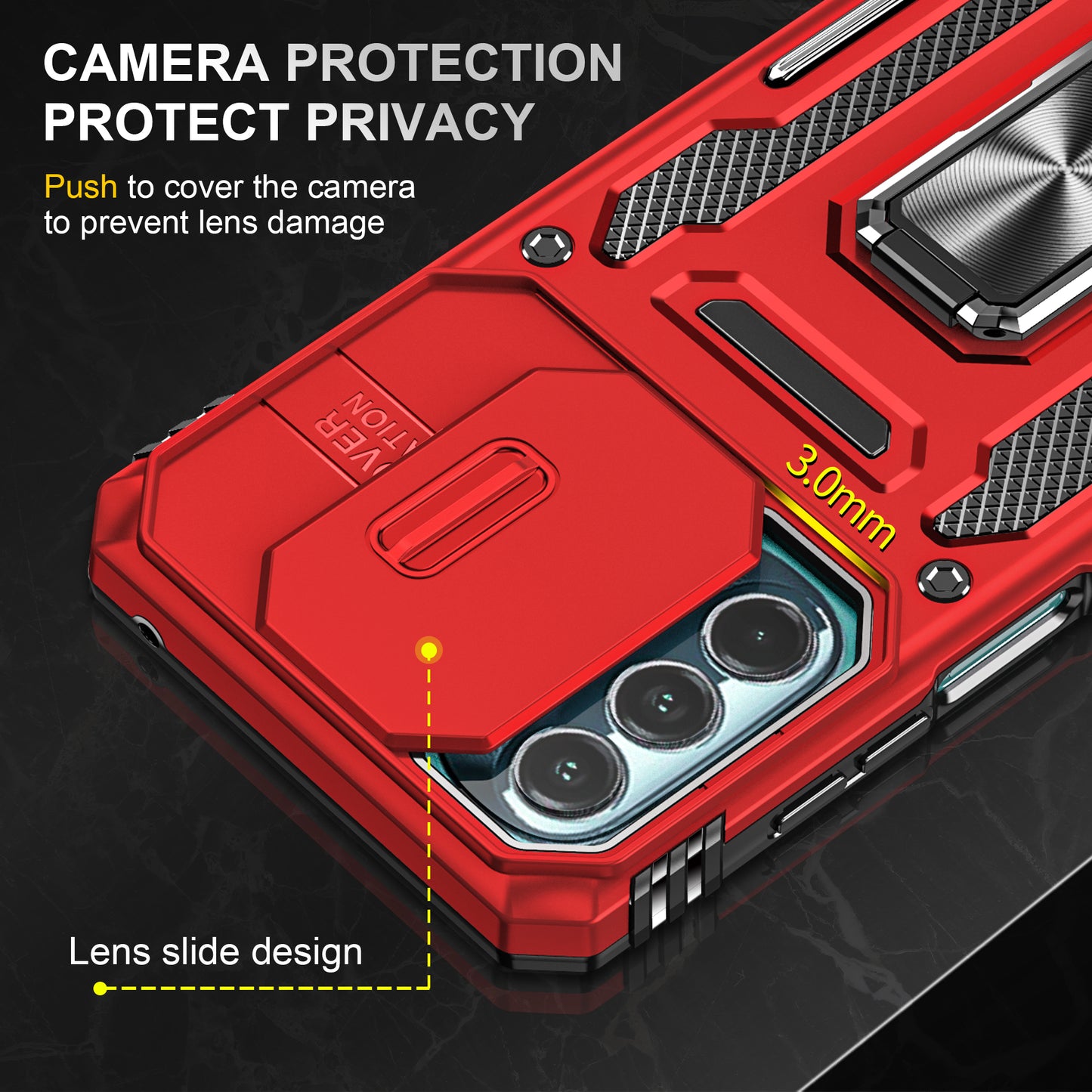 For Motorola Moto G Stylus 4G (2022) Armor Series Drop-proof PC + TPU Phone Case Kickstand Back Cover with Slide Camera Lid