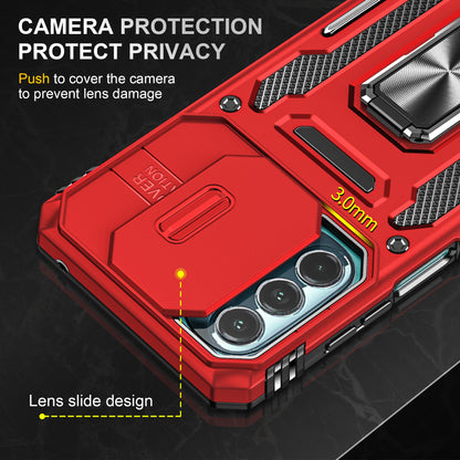 For Motorola Moto G Stylus 4G (2022) Armor Series Drop-proof PC + TPU Phone Case Kickstand Back Cover with Slide Camera Lid