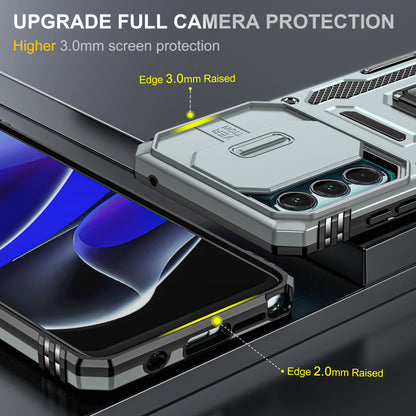 For Motorola Moto G Stylus 4G (2022) Armor Series Drop-proof PC + TPU Phone Case Kickstand Back Cover with Slide Camera Lid