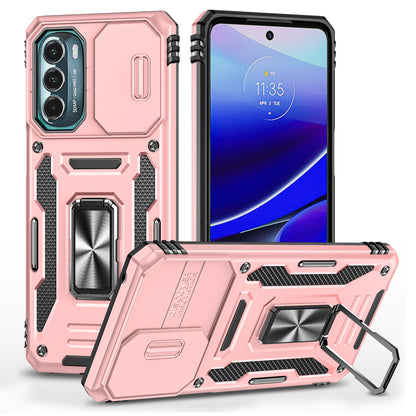 For Motorola Moto G Stylus 4G (2022) Armor Series Drop-proof PC + TPU Phone Case Kickstand Back Cover with Slide Camera Lid