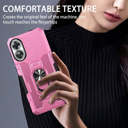 For Oppo A17 4G Shockproof PC + TPU Protective Case Rotation Ring Kickstand Phone Cover