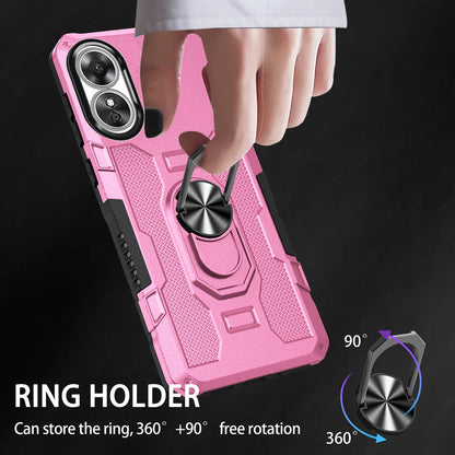 For Oppo A17 4G Shockproof PC + TPU Protective Case Rotation Ring Kickstand Phone Cover