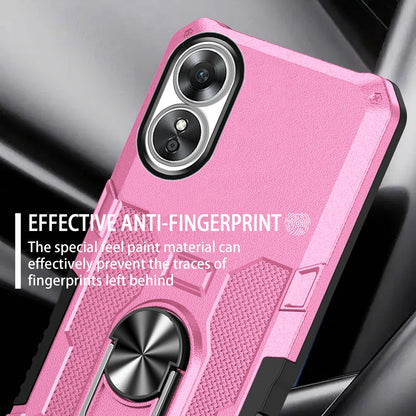 For Oppo A17 4G Shockproof PC + TPU Protective Case Rotation Ring Kickstand Phone Cover