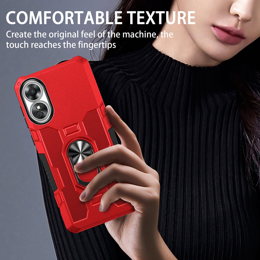 For Oppo A17 4G Shockproof PC + TPU Protective Case Rotation Ring Kickstand Phone Cover