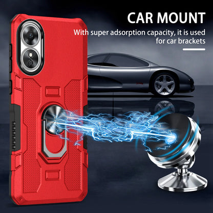 For Oppo A17 4G Shockproof PC + TPU Protective Case Rotation Ring Kickstand Phone Cover