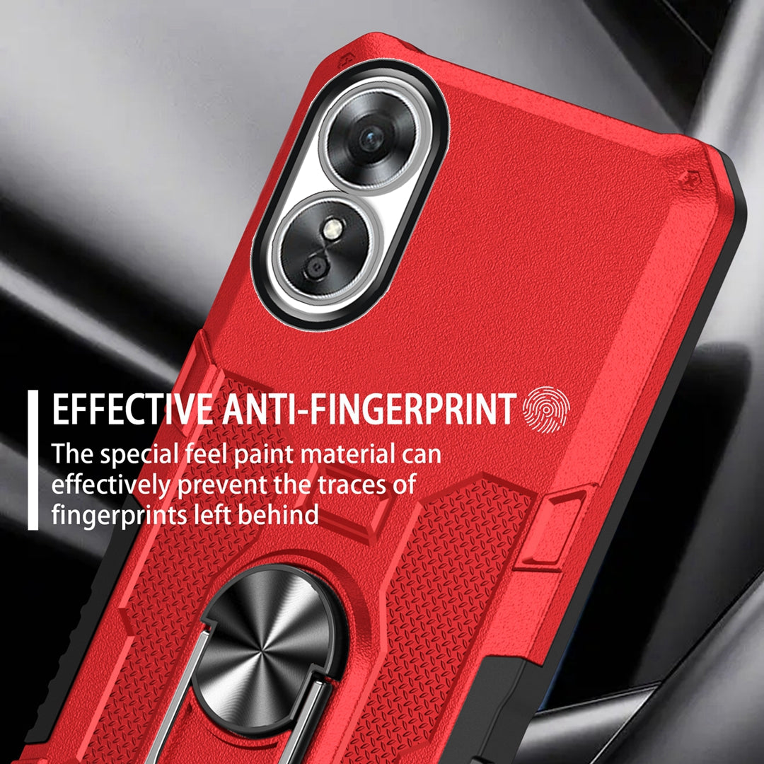 For Oppo A17 4G Shockproof PC + TPU Protective Case Rotation Ring Kickstand Phone Cover