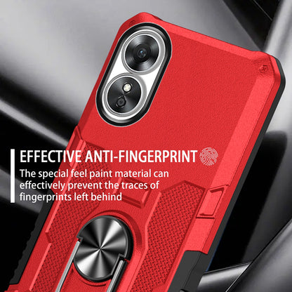For Oppo A17 4G Shockproof PC + TPU Protective Case Rotation Ring Kickstand Phone Cover