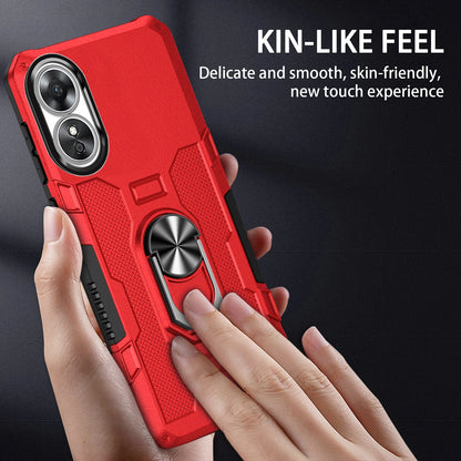 For Oppo A17 4G Shockproof PC + TPU Protective Case Rotation Ring Kickstand Phone Cover