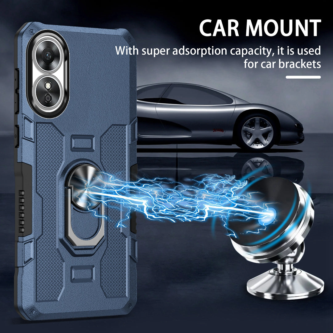 For Oppo A17 4G Shockproof PC + TPU Protective Case Rotation Ring Kickstand Phone Cover