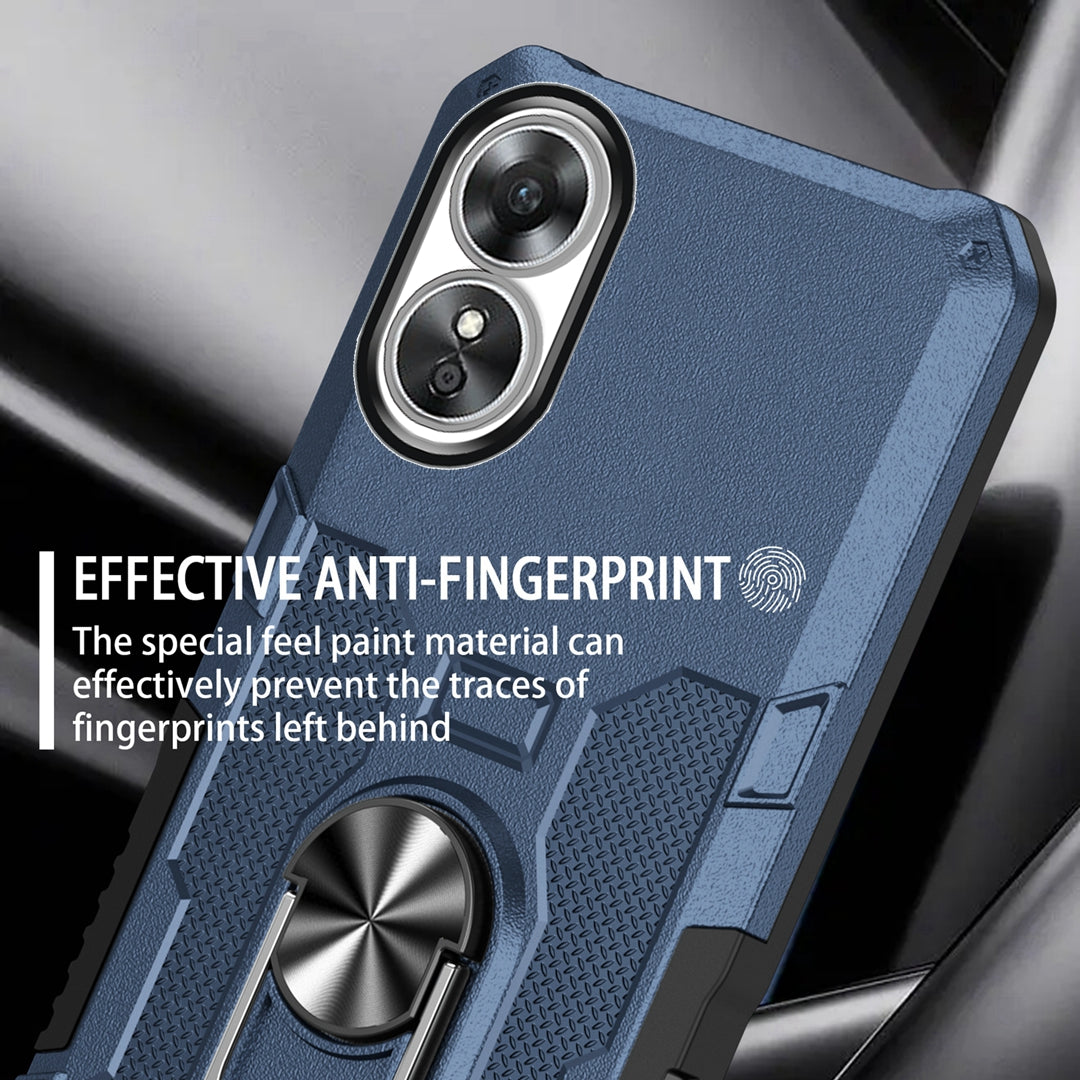For Oppo A17 4G Shockproof PC + TPU Protective Case Rotation Ring Kickstand Phone Cover