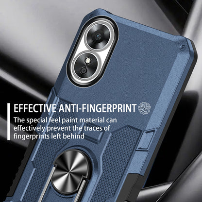 For Oppo A17 4G Shockproof PC + TPU Protective Case Rotation Ring Kickstand Phone Cover