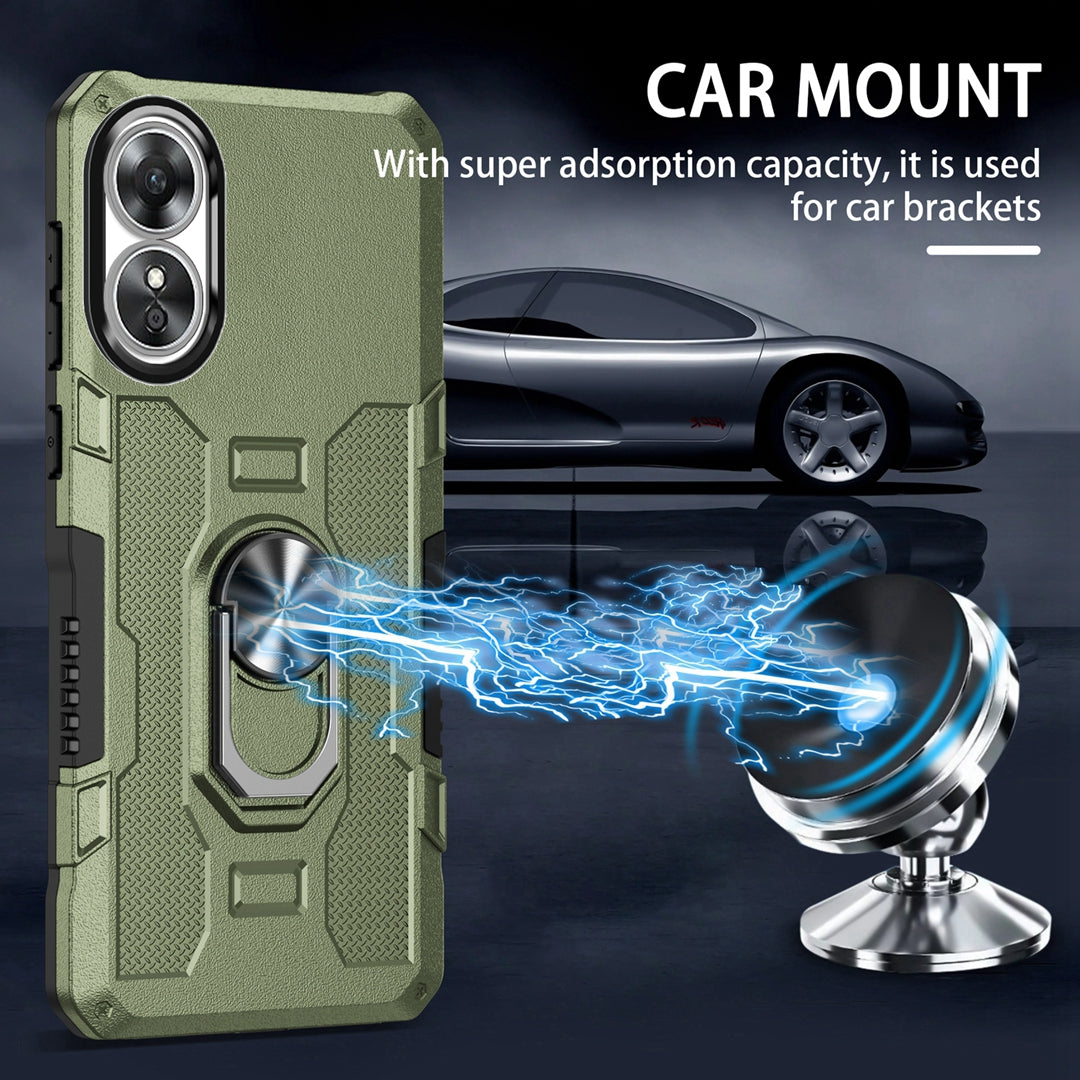 For Oppo A17 4G Shockproof PC + TPU Protective Case Rotation Ring Kickstand Phone Cover