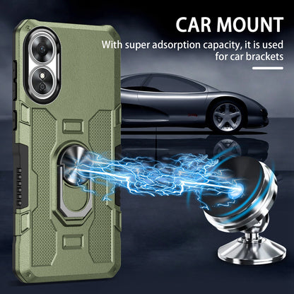 For Oppo A17 4G Shockproof PC + TPU Protective Case Rotation Ring Kickstand Phone Cover