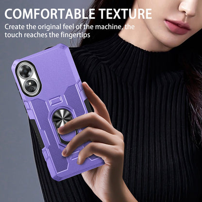 For Oppo A17 4G Shockproof PC + TPU Protective Case Rotation Ring Kickstand Phone Cover