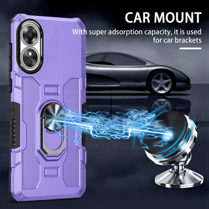 For Oppo A17 4G Shockproof PC + TPU Protective Case Rotation Ring Kickstand Phone Cover