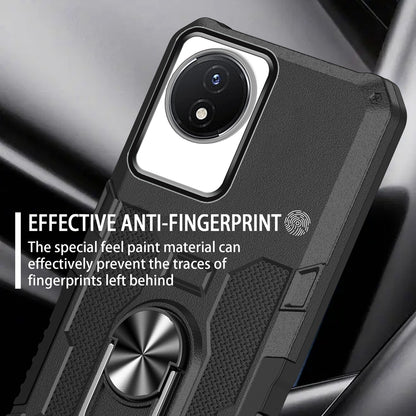 For vivo Y02 4G Heavy Duty PC + TPU Phone Case Ring Kickstand Anti-Scratch Back Cover