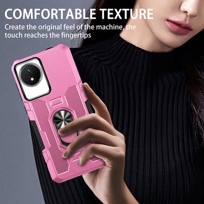 For vivo Y02 4G Heavy Duty PC + TPU Phone Case Ring Kickstand Anti-Scratch Back Cover