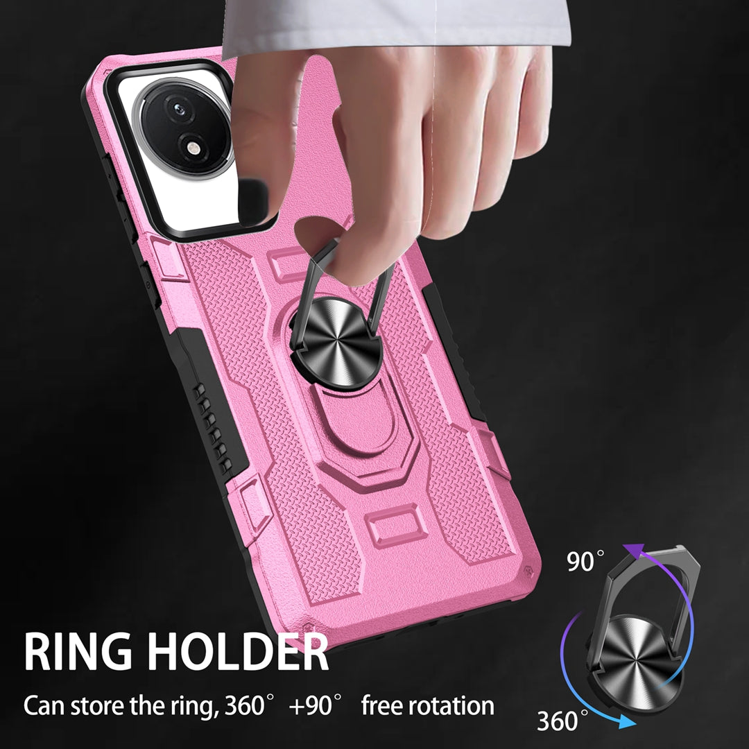 For vivo Y02 4G Heavy Duty PC + TPU Phone Case Ring Kickstand Anti-Scratch Back Cover