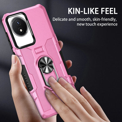 For vivo Y02 4G Heavy Duty PC + TPU Phone Case Ring Kickstand Anti-Scratch Back Cover