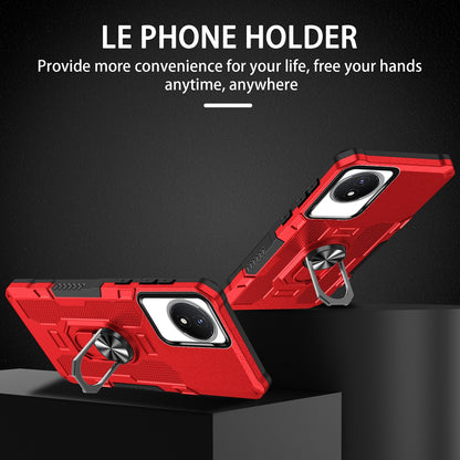 For vivo Y02 4G Heavy Duty PC + TPU Phone Case Ring Kickstand Anti-Scratch Back Cover