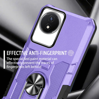 For vivo Y02 4G Heavy Duty PC + TPU Phone Case Ring Kickstand Anti-Scratch Back Cover