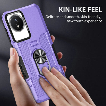 For vivo Y02 4G Heavy Duty PC + TPU Phone Case Ring Kickstand Anti-Scratch Back Cover