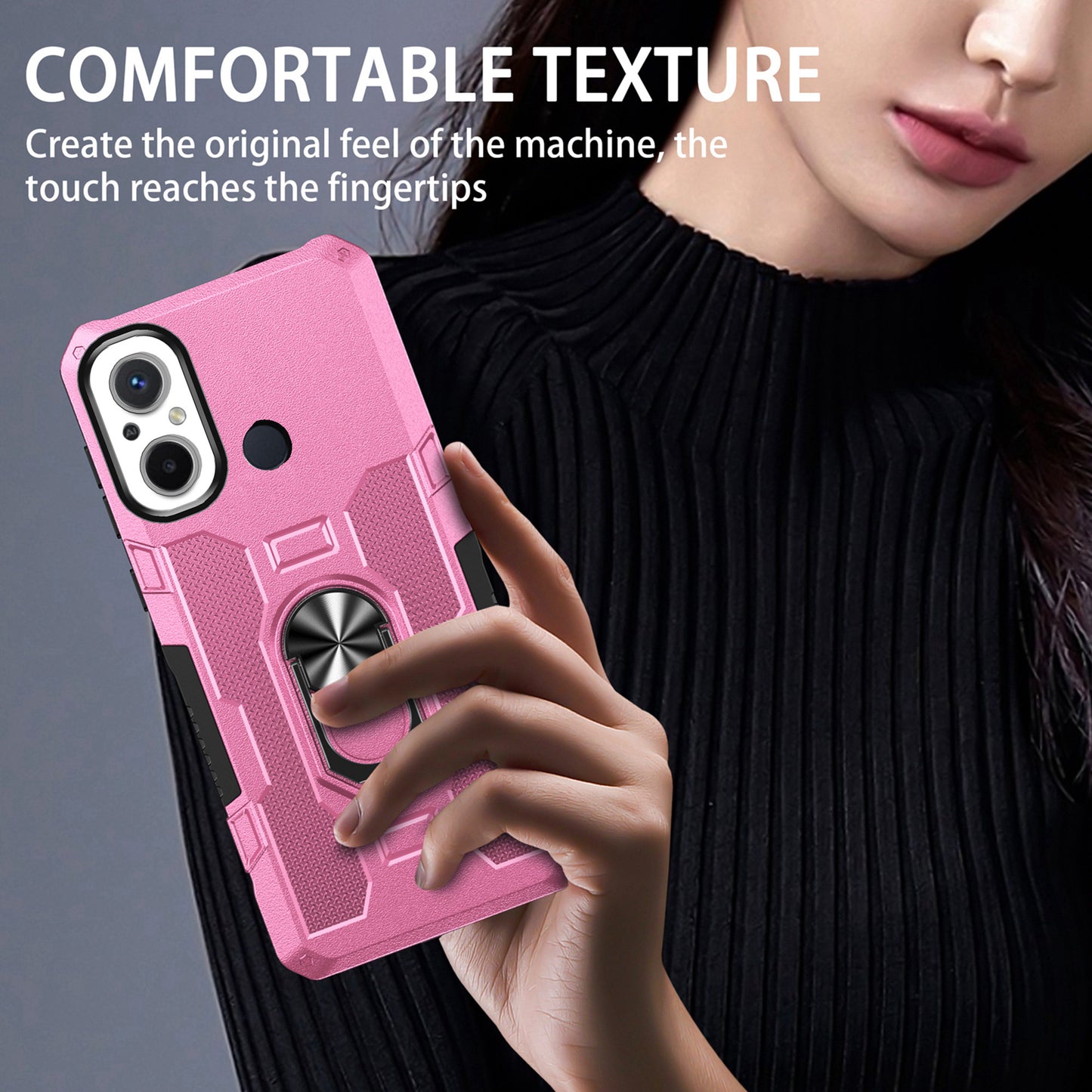 For Xiaomi Redmi 12C 4G PC + TPU Anti-Scratch Phone Case Ring Kickstand Rugged Cover
