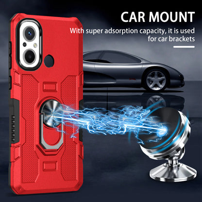 For Xiaomi Redmi 12C 4G PC + TPU Anti-Scratch Phone Case Ring Kickstand Rugged Cover