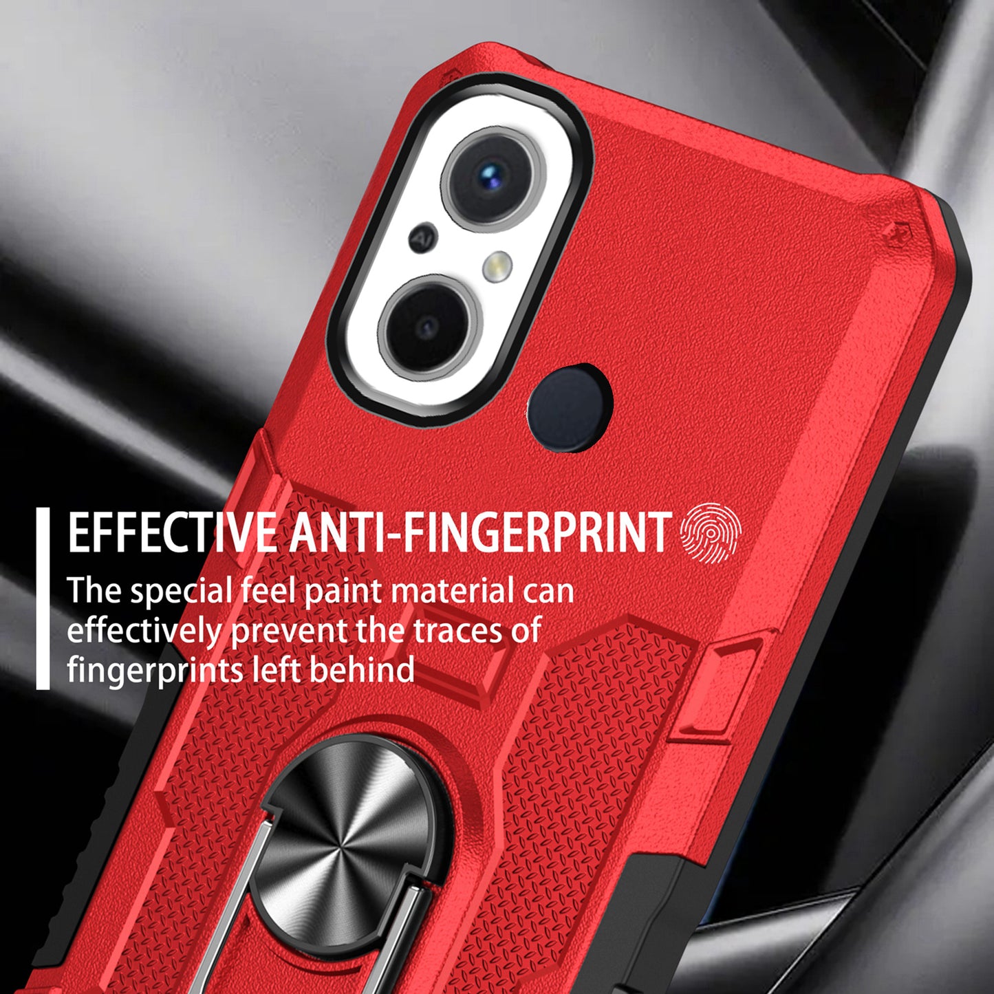 For Xiaomi Redmi 12C 4G PC + TPU Anti-Scratch Phone Case Ring Kickstand Rugged Cover