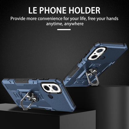 For Xiaomi Redmi 12C 4G PC + TPU Anti-Scratch Phone Case Ring Kickstand Rugged Cover