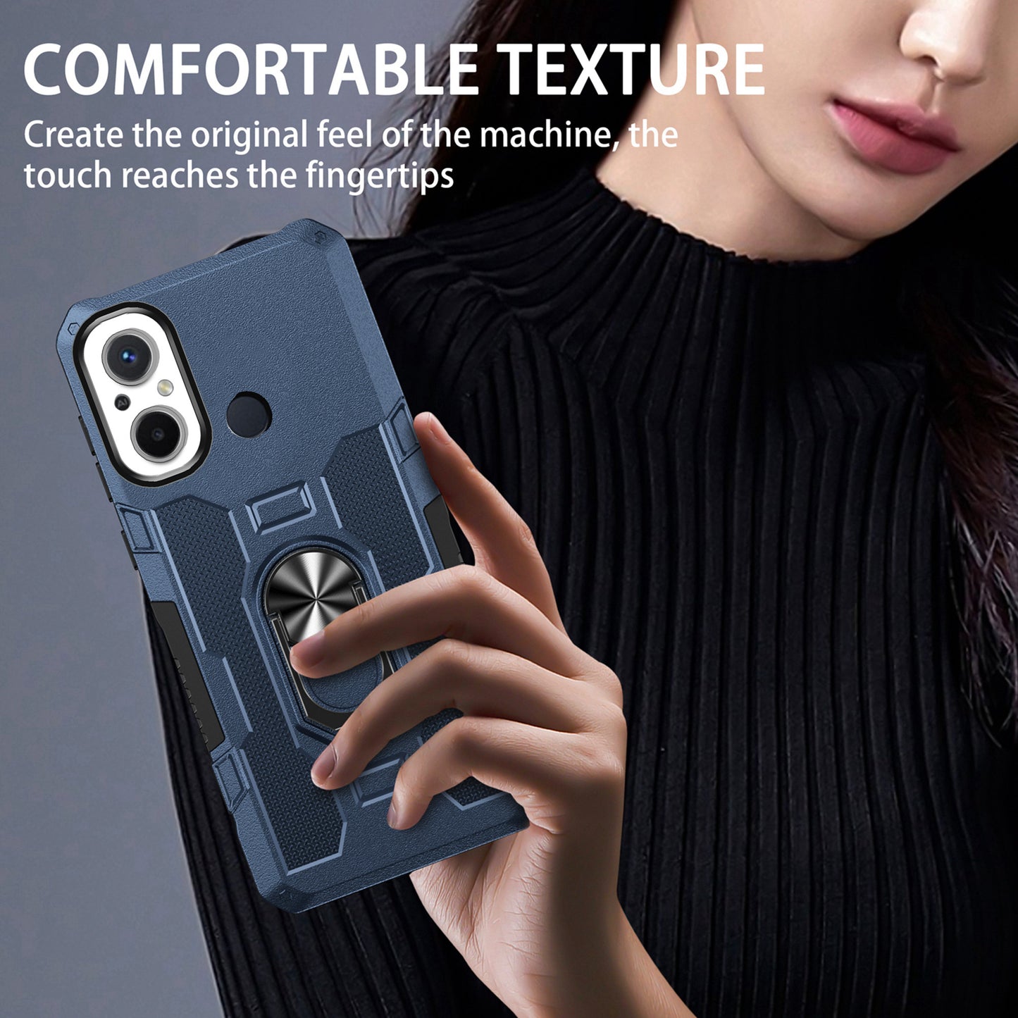 For Xiaomi Redmi 12C 4G PC + TPU Anti-Scratch Phone Case Ring Kickstand Rugged Cover