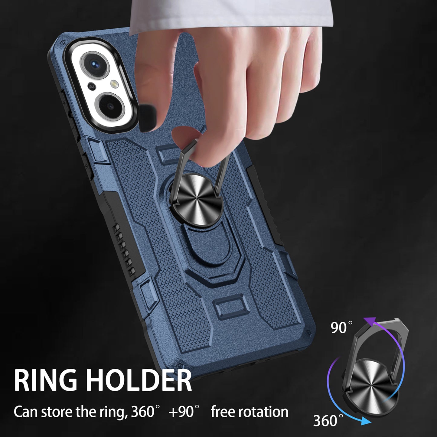 For Xiaomi Redmi 12C 4G PC + TPU Anti-Scratch Phone Case Ring Kickstand Rugged Cover