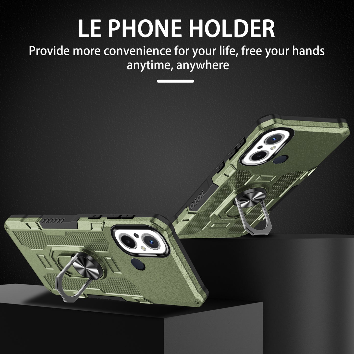 For Xiaomi Redmi 12C 4G PC + TPU Anti-Scratch Phone Case Ring Kickstand Rugged Cover