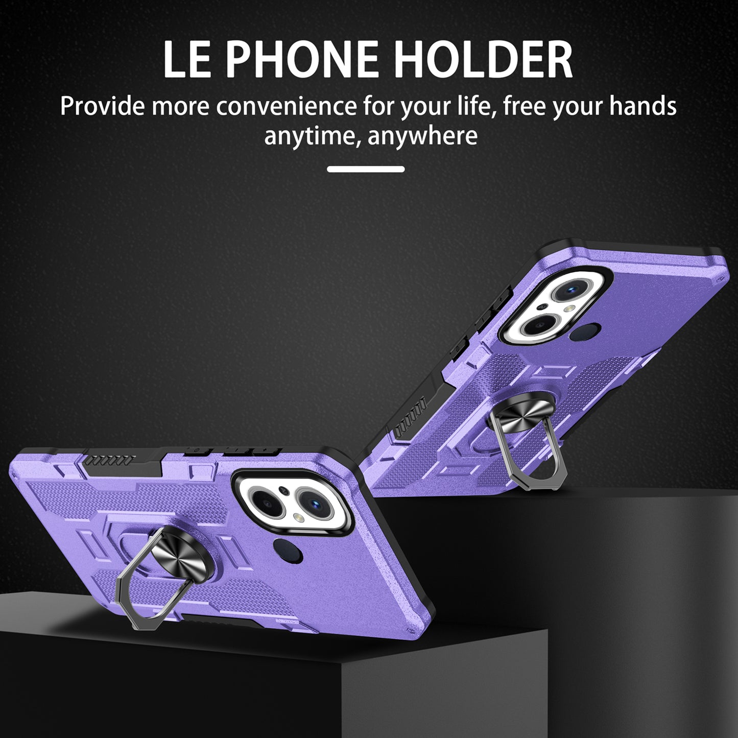 For Xiaomi Redmi 12C 4G PC + TPU Anti-Scratch Phone Case Ring Kickstand Rugged Cover