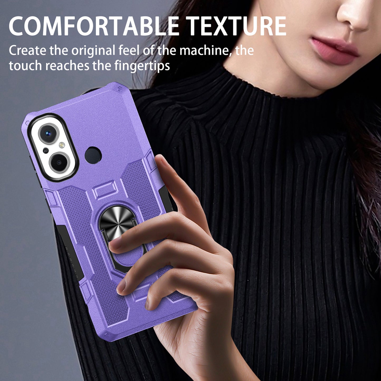For Xiaomi Redmi 12C 4G PC + TPU Anti-Scratch Phone Case Ring Kickstand Rugged Cover