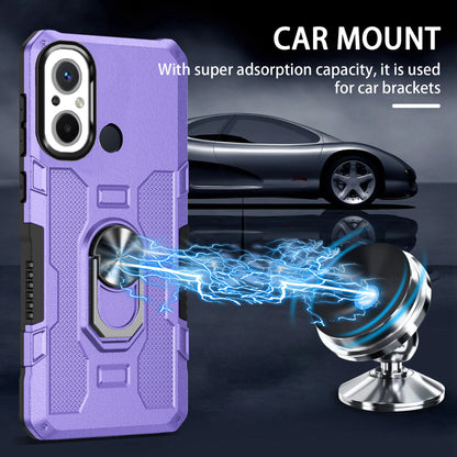 For Xiaomi Redmi 12C 4G PC + TPU Anti-Scratch Phone Case Ring Kickstand Rugged Cover