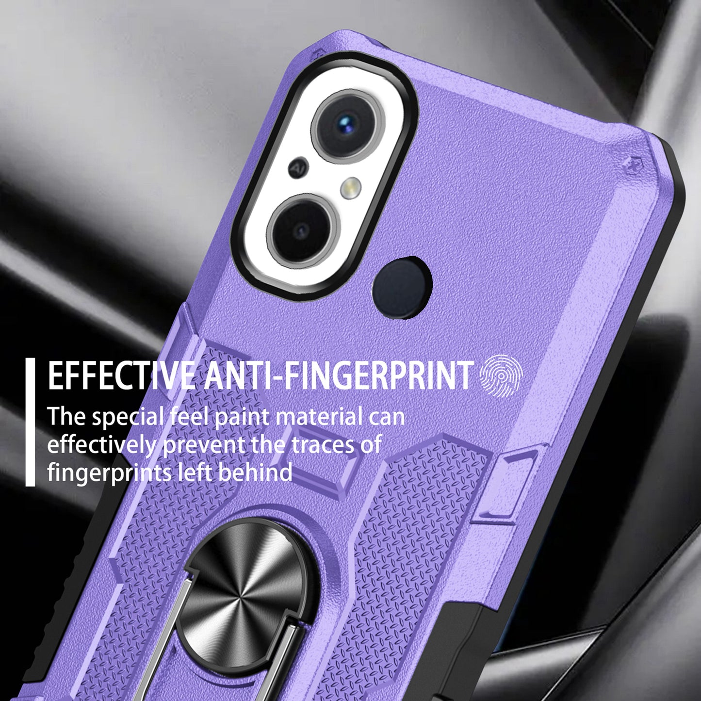 For Xiaomi Redmi 12C 4G PC + TPU Anti-Scratch Phone Case Ring Kickstand Rugged Cover