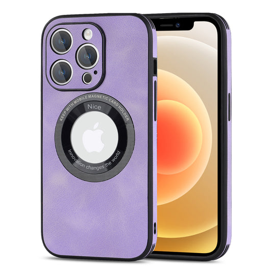 For iPhone 12 Pro Logo View Slim Magnetic Phone Case PU Leather+PC+TPU Shockproof Cover