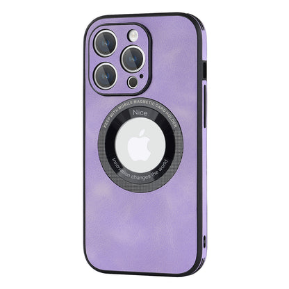 For iPhone 12 Pro Logo View Slim Magnetic Phone Case PU Leather+PC+TPU Shockproof Cover