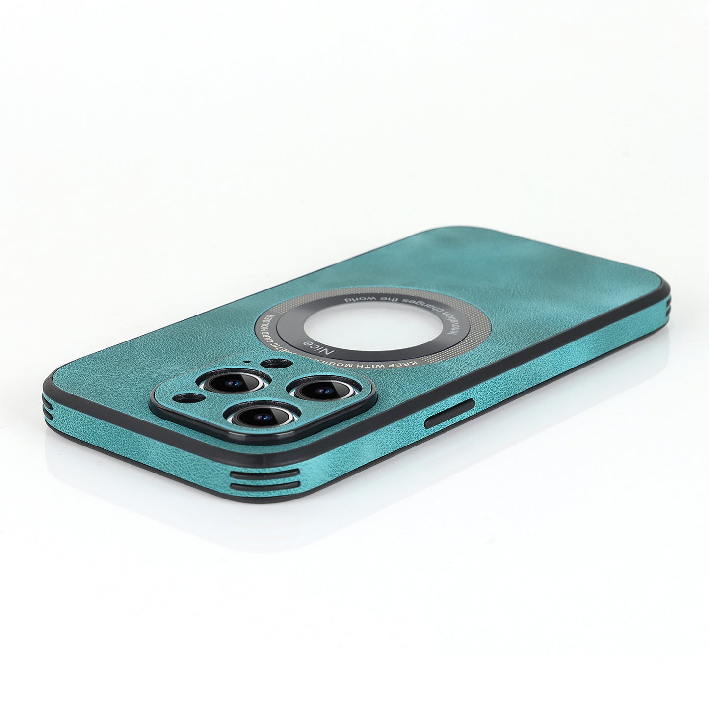 For iPhone 12 Pro Logo View Slim Magnetic Phone Case PU Leather+PC+TPU Shockproof Cover