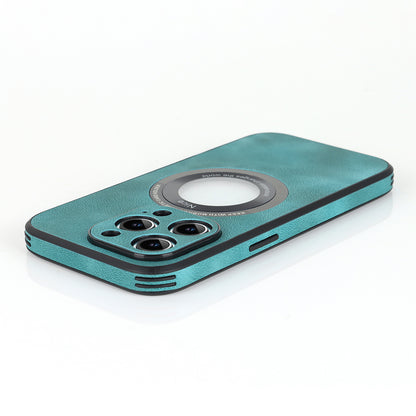 For iPhone 12 Pro Logo View Slim Magnetic Phone Case PU Leather+PC+TPU Shockproof Cover