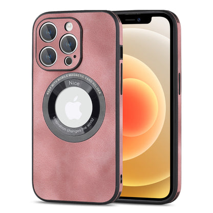 For iPhone 12 Pro Logo View Slim Magnetic Phone Case PU Leather+PC+TPU Shockproof Cover