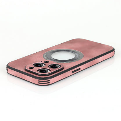 For iPhone 12 Pro Logo View Slim Magnetic Phone Case PU Leather+PC+TPU Shockproof Cover