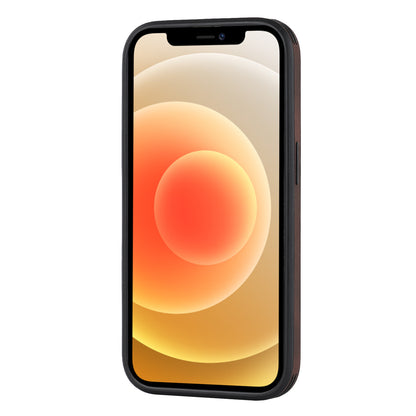 For iPhone 12 Pro Logo View Slim Magnetic Phone Case PU Leather+PC+TPU Shockproof Cover