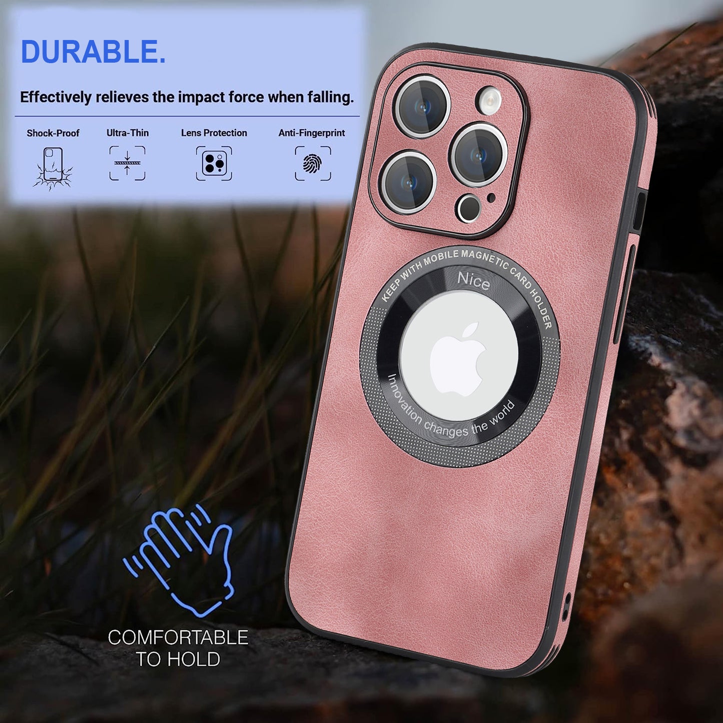 For iPhone 12 Pro Max Logo View Magnetic Case PU Leather+PC+TPU Hybrid Protective Phone Cover