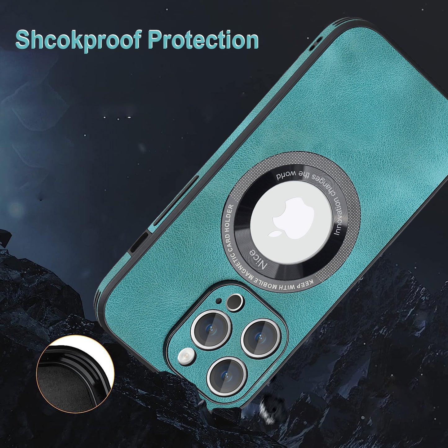 For iPhone 12 Pro Max Logo View Magnetic Case PU Leather+PC+TPU Hybrid Protective Phone Cover