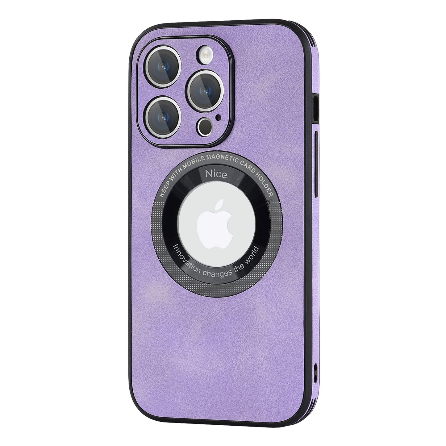 For iPhone 12 Pro Max Logo View Magnetic Case PU Leather+PC+TPU Hybrid Protective Phone Cover