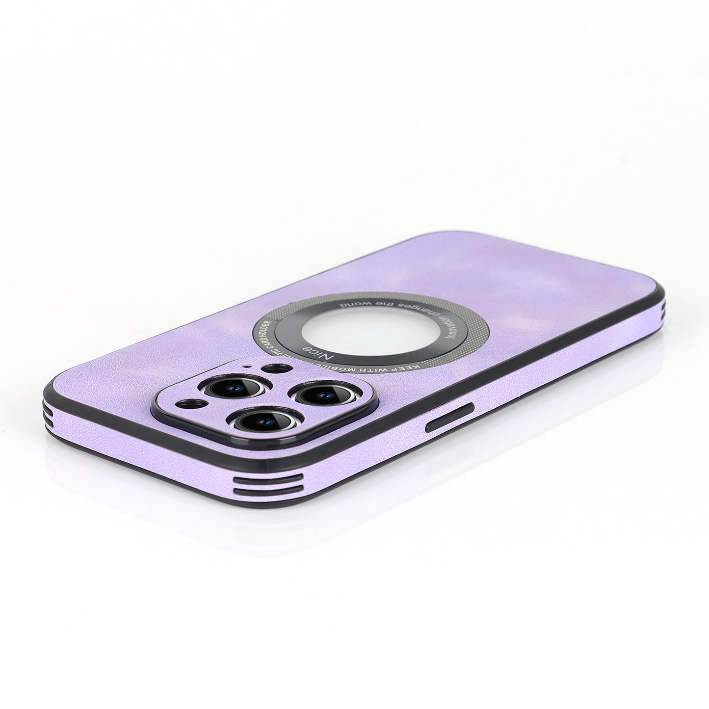 For iPhone 12 Pro Max Logo View Magnetic Case PU Leather+PC+TPU Hybrid Protective Phone Cover