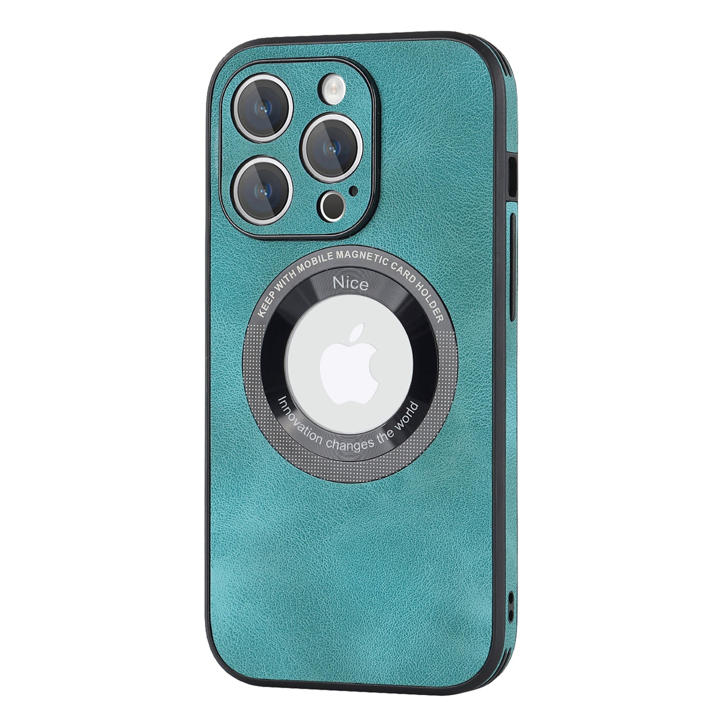 For iPhone 12 Pro Max Logo View Magnetic Case PU Leather+PC+TPU Hybrid Protective Phone Cover