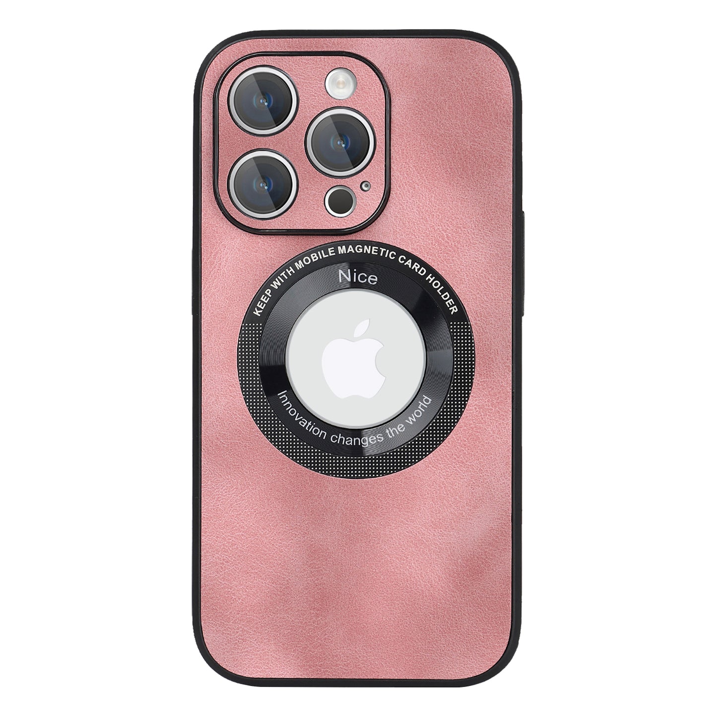 For iPhone 12 Pro Max Logo View Magnetic Case PU Leather+PC+TPU Hybrid Protective Phone Cover